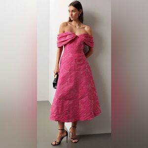 THEIA FIONA CLOUD OFF THE SHOULDER JACQUARD DRESS SZ 4